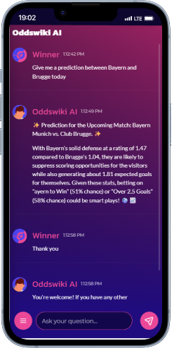 OddsWiki AI chatbot mobile app for sports betting analysis